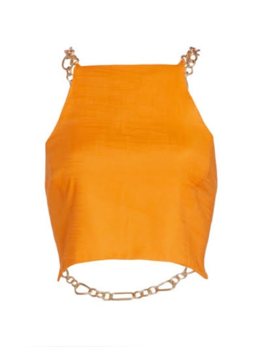 cult gaia Joey Orange Chain-Trim Cropped Halter Top